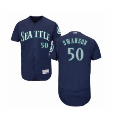 Men's Seattle Mariners #50 Erik Swanson Navy Blue Alternate Flex Base Authentic Collection Baseball Player Jersey