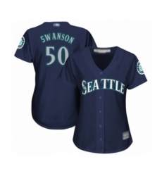 Women's Seattle Mariners #50 Erik Swanson Authentic Navy Blue Alternate 2 Cool Base Baseball Player Jersey