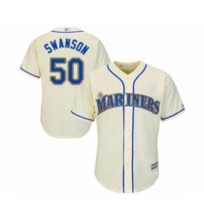 Youth Seattle Mariners #50 Erik Swanson Authentic Cream Alternate Cool Base Baseball Player Jersey