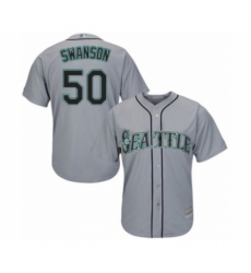 Youth Seattle Mariners #50 Erik Swanson Authentic Grey Road Cool Base Baseball Player Jersey