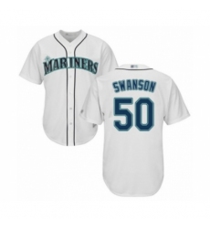 Youth Seattle Mariners #50 Erik Swanson Authentic White Home Cool Base Baseball Player Jersey