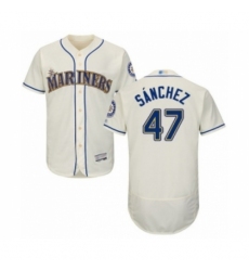 Men's Seattle Mariners #47 Ricardo Sanchez Cream Alternate Flex Base Authentic Collection Baseball Player Jersey