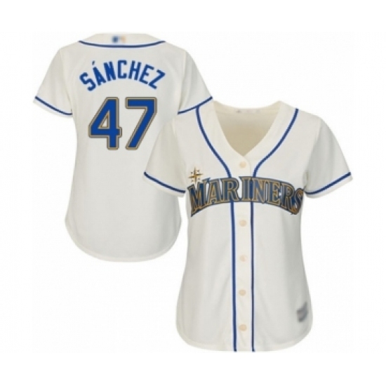 Women's Seattle Mariners #47 Ricardo Sanchez Authentic Cream Alternate Cool Base Baseball Player Jersey Women's Seattle Mariners #47 Ricardo Sanchez Authentic Cream Alternate Cool Base Baseball Player Jersey