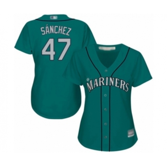 Women's Seattle Mariners #47 Ricardo Sanchez Authentic Teal Green Alternate Cool Base Baseball Player Jersey Women's Seattle Mariners #47 Ricardo Sanchez Authentic Teal Green Alternate Cool Base Baseball Player Jersey