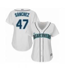Women's Seattle Mariners #47 Ricardo Sanchez Authentic White Home Cool Base Baseball Player Jersey Women's Seattle Mariners #47 Ricardo Sanchez Authentic White Home Cool Base Baseball Player Jersey