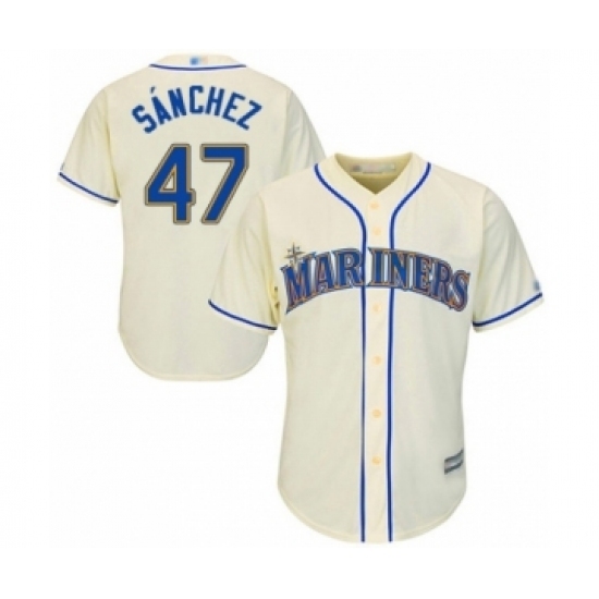 Youth Seattle Mariners #47 Ricardo Sanchez Authentic Cream Alternate Cool Base Baseball Player Jersey Youth Seattle Mariners #47 Ricardo Sanchez Authentic Cream Alternate Cool Base Baseball Player Jersey