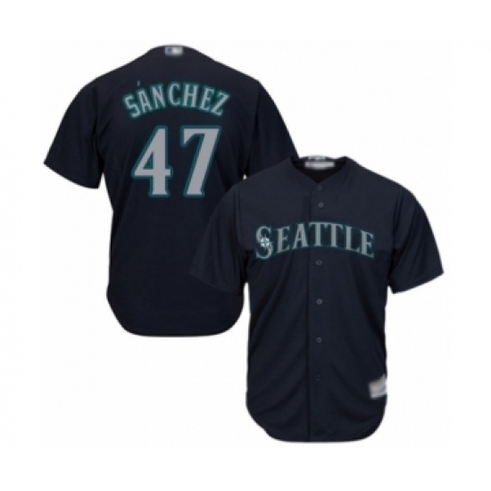 Youth Seattle Mariners #47 Ricardo Sanchez Authentic Navy Blue Alternate 2 Cool Base Baseball Player Jersey Youth Seattle Mariners #47 Ricardo Sanchez Authentic Navy Blue Alternate 2 Cool Base Baseball Player Jersey