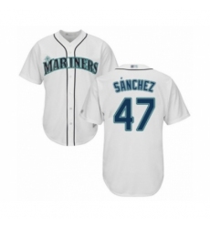 Youth Seattle Mariners #47 Ricardo Sanchez Authentic White Home Cool Base Baseball Player Jersey