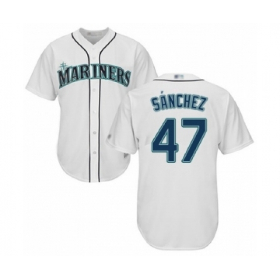 Youth Seattle Mariners #47 Ricardo Sanchez Authentic White Home Cool Base Baseball Player Jersey Youth Seattle Mariners #47 Ricardo Sanchez Authentic White Home Cool Base Baseball Player Jersey