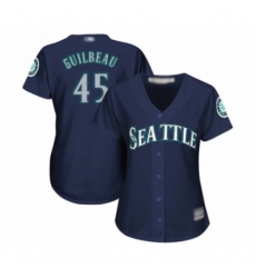 Women's Seattle Mariners #45 Taylor Guilbeau Authentic Navy Blue Alternate 2 Cool Base Baseball Player Jersey