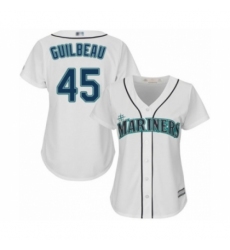 Women's Seattle Mariners #45 Taylor Guilbeau Authentic White Home Cool Base Baseball Player Jersey