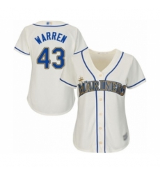 Women's Seattle Mariners #43 Art Warren Authentic Cream Alternate Cool Base Baseball Player Jersey Women's Seattle Mariners #43 Art Warren Authentic Cream Alternate Cool Base Baseball Player Jersey