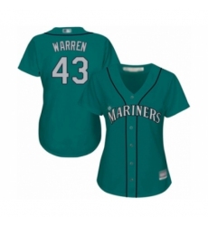 Women's Seattle Mariners #43 Art Warren Authentic Teal Green Alternate Cool Base Baseball Player Jersey Women's Seattle Mariners #43 Art Warren Authentic Teal Green Alternate Cool Base Baseball Player Jersey