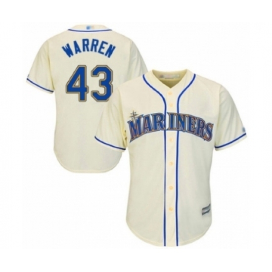 Youth Seattle Mariners #43 Art Warren Authentic Cream Alternate Cool Base Baseball Player Jersey Youth Seattle Mariners #43 Art Warren Authentic Cream Alternate Cool Base Baseball Player Jersey