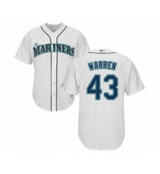 Youth Seattle Mariners #43 Art Warren Authentic White Home Cool Base Baseball Player Jersey Youth Seattle Mariners #43 Art Warren Authentic White Home Cool Base Baseball Player Jersey