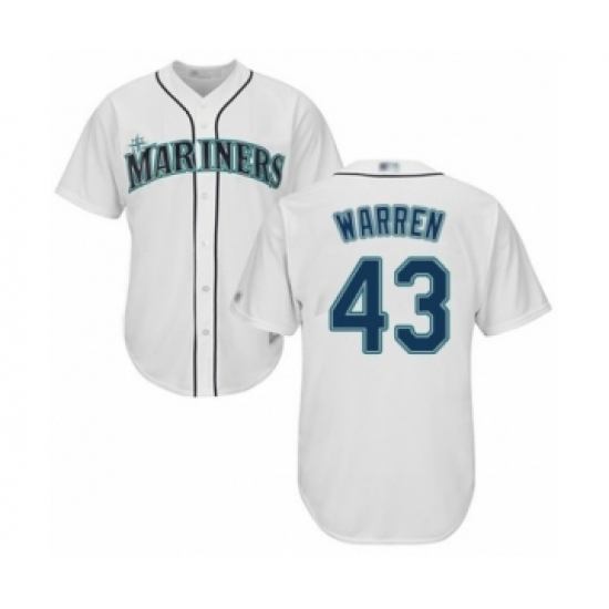 Youth Seattle Mariners #43 Art Warren Authentic White Home Cool Base Baseball Player Jersey Youth Seattle Mariners #43 Art Warren Authentic White Home Cool Base Baseball Player Jersey