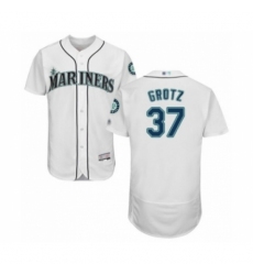 Men's Seattle Mariners #37 Zac Grotz White Home Flex Base Authentic Collection Baseball Player Jersey