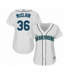 Women's Seattle Mariners #36 Reggie McClain Authentic White Home Cool Base Baseball Player Jersey Women's Seattle Mariners #36 Reggie McClain Authentic White Home Cool Base Baseball Player Jersey