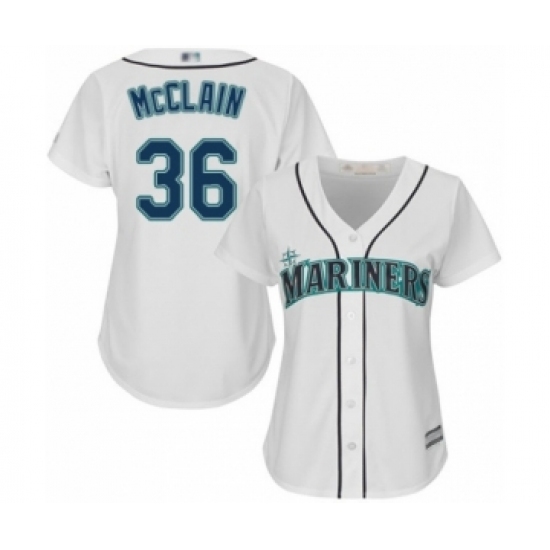 Women's Seattle Mariners #36 Reggie McClain Authentic White Home Cool Base Baseball Player Jersey Women's Seattle Mariners #36 Reggie McClain Authentic White Home Cool Base Baseball Player Jersey
