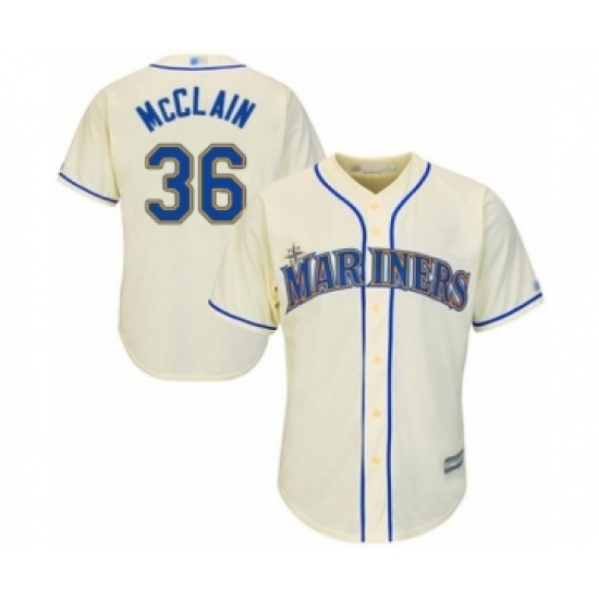 Youth Seattle Mariners #36 Reggie McClain Authentic Cream Alternate Cool Base Baseball Player Jersey Youth Seattle Mariners #36 Reggie McClain Authentic Cream Alternate Cool Base Baseball Player Jersey