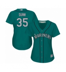 Women's Seattle Mariners #35 Justin Dunn Authentic Teal Green Alternate Cool Base Baseball Player Jersey Women's Seattle Mariners #35 Justin Dunn Authentic Teal Green Alternate Cool Base Baseball Player Jersey