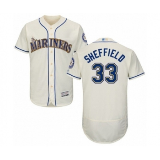 Men's Seattle Mariners #33 Justus Sheffield Cream Alternate Flex Base Authentic Collection Baseball Player Jersey Men's Seattle Mariners #33 Justus Sheffield Cream Alternate Flex Base Authentic Collection Baseball Player Jersey