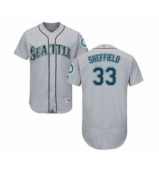 Men's Seattle Mariners #33 Justus Sheffield Grey Road Flex Base Authentic Collection Baseball Player Jersey Men's Seattle Mariners #33 Justus Sheffield Grey Road Flex Base Authentic Collection Baseball Player Jersey