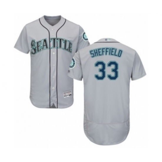 Men's Seattle Mariners #33 Justus Sheffield Grey Road Flex Base Authentic Collection Baseball Player Jersey Men's Seattle Mariners #33 Justus Sheffield Grey Road Flex Base Authentic Collection Baseball Player Jersey
