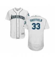 Men's Seattle Mariners #33 Justus Sheffield White Home Flex Base Authentic Collection Baseball Player Jersey Men's Seattle Mariners #33 Justus Sheffield White Home Flex Base Authentic Collection Baseball Player Jersey