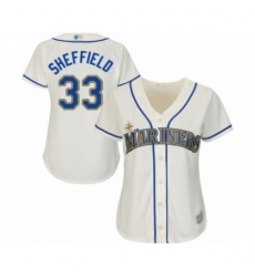 Women's Seattle Mariners #33 Justus Sheffield Authentic Cream Alternate Cool Base Baseball Player Jersey Women's Seattle Mariners #33 Justus Sheffield Authentic Cream Alternate Cool Base Baseball Player Jersey
