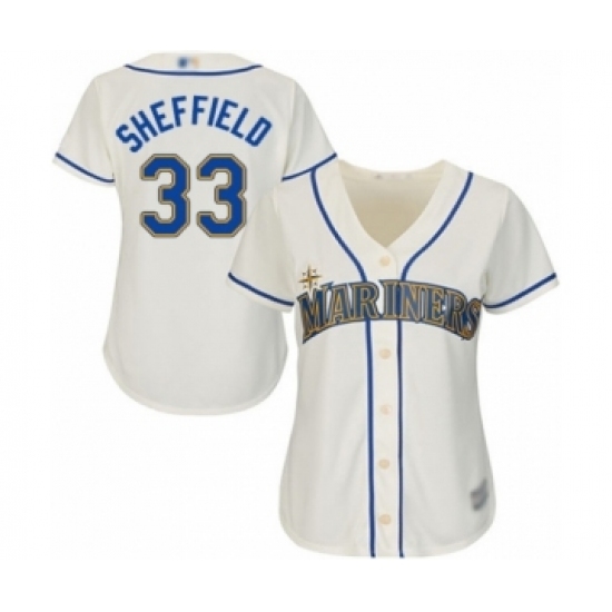 Women's Seattle Mariners #33 Justus Sheffield Authentic Cream Alternate Cool Base Baseball Player Jersey Women's Seattle Mariners #33 Justus Sheffield Authentic Cream Alternate Cool Base Baseball Player Jersey