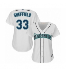 Women's Seattle Mariners #33 Justus Sheffield Authentic White Home Cool Base Baseball Player Jersey Women's Seattle Mariners #33 Justus Sheffield Authentic White Home Cool Base Baseball Player Jersey