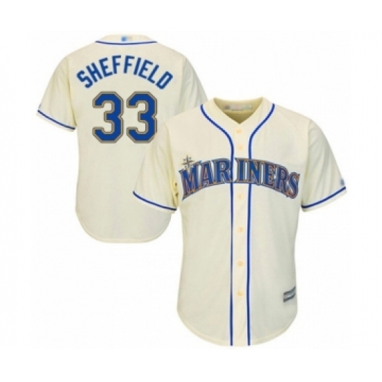 Youth Seattle Mariners #33 Justus Sheffield Authentic Cream Alternate Cool Base Baseball Player Jersey Youth Seattle Mariners #33 Justus Sheffield Authentic Cream Alternate Cool Base Baseball Player Jersey