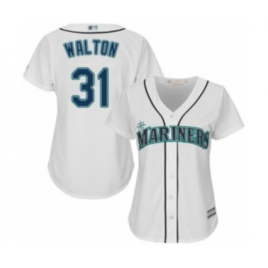 Women's Seattle Mariners #31 Donnie Walton Authentic White Home Cool Base Baseball Player Jersey Women's Seattle Mariners #31 Donnie Walton Authentic White Home Cool Base Baseball Player Jersey