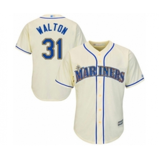 Youth Seattle Mariners #31 Donnie Walton Authentic Cream Alternate Cool Base Baseball Player Jersey Youth Seattle Mariners #31 Donnie Walton Authentic Cream Alternate Cool Base Baseball Player Jersey