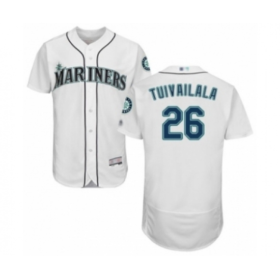 Men's Seattle Mariners #26 Sam Tuivailala White Home Flex Base Authentic Collection Baseball Player Jersey Men's Seattle Mariners #26 Sam Tuivailala White Home Flex Base Authentic Collection Baseball Player Jersey