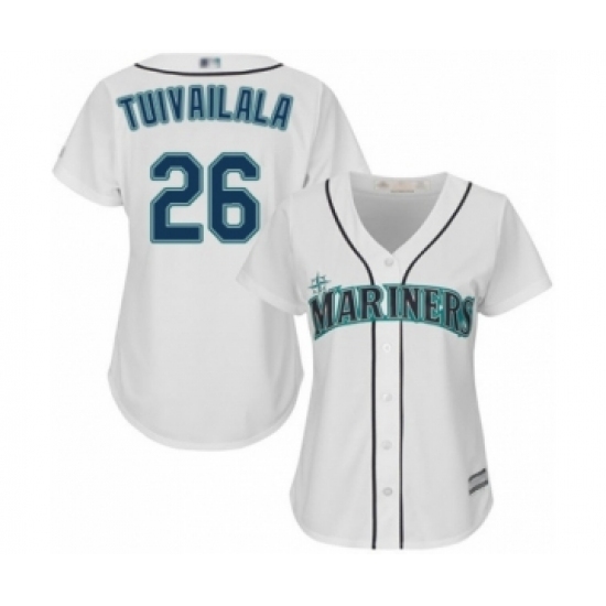 Women's Seattle Mariners #26 Sam Tuivailala Authentic White Home Cool Base Baseball Player Jersey Women's Seattle Mariners #26 Sam Tuivailala Authentic White Home Cool Base Baseball Player Jersey