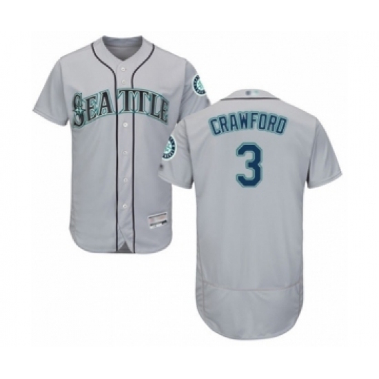 Men's Seattle Mariners #3 J.P. Crawford Grey Road Flex Base Authentic Collection Baseball Player Jersey Men's Seattle Mariners #3 J.P. Crawford Grey Road Flex Base Authentic Collection Baseball Player Jersey