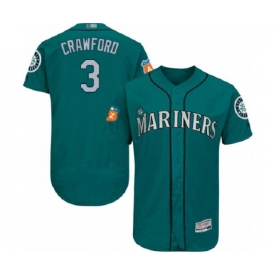 Men's Seattle Mariners #3 J.P. Crawford Teal Green Alternate Flex Base Authentic Collection Baseball Player Jersey Men's Seattle Mariners #3 J.P. Crawford Teal Green Alternate Flex Base Authentic Collection Baseball Player Jersey