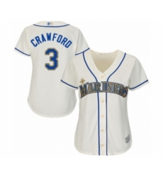Women's Seattle Mariners #3 J.P. Crawford Authentic Cream Alternate Cool Base Baseball Player Jersey Women's Seattle Mariners #3 J.P. Crawford Authentic Cream Alternate Cool Base Baseball Player Jersey