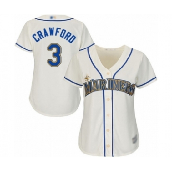 Women's Seattle Mariners #3 J.P. Crawford Authentic Cream Alternate Cool Base Baseball Player Jersey Women's Seattle Mariners #3 J.P. Crawford Authentic Cream Alternate Cool Base Baseball Player Jersey