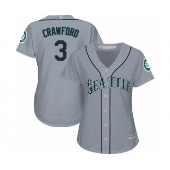 Women's Seattle Mariners #3 J.P. Crawford Authentic Grey Road Cool Base Baseball Player Jersey Women's Seattle Mariners #3 J.P. Crawford Authentic Grey Road Cool Base Baseball Player Jersey