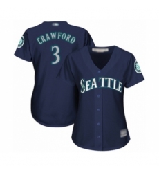 Women's Seattle Mariners #3 J.P. Crawford Authentic Navy Blue Alternate 2 Cool Base Baseball Player Jersey Women's Seattle Mariners #3 J.P. Crawford Authentic Navy Blue Alternate 2 Cool Base Baseball Player Jersey