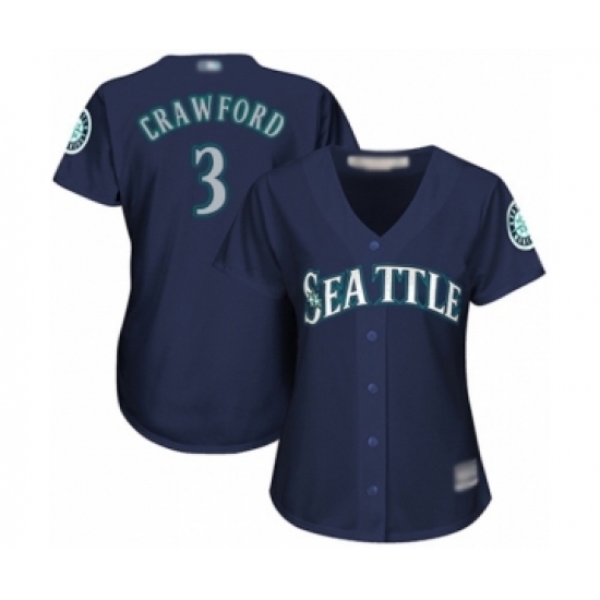 Women's Seattle Mariners #3 J.P. Crawford Authentic Navy Blue Alternate 2 Cool Base Baseball Player Jersey Women's Seattle Mariners #3 J.P. Crawford Authentic Navy Blue Alternate 2 Cool Base Baseball Player Jersey