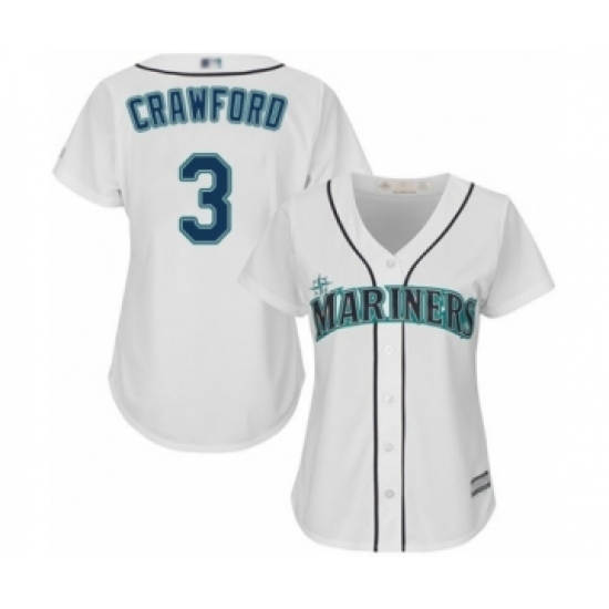 Women's Seattle Mariners #3 J.P. Crawford Authentic White Home Cool Base Baseball Player Jersey Women's Seattle Mariners #3 J.P. Crawford Authentic White Home Cool Base Baseball Player Jersey