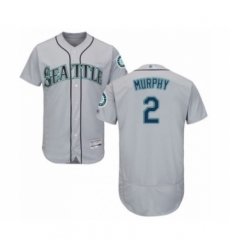 Men's Seattle Mariners #2 Tom Murphy Grey Road Flex Base Authentic Collection Baseball Player Jersey