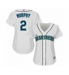 Women's Seattle Mariners #2 Tom Murphy Authentic White Home Cool Base Baseball Player Jersey