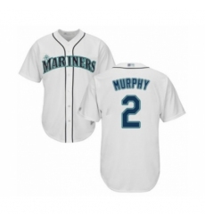 Youth Seattle Mariners #2 Tom Murphy Authentic White Home Cool Base Baseball Player Jersey