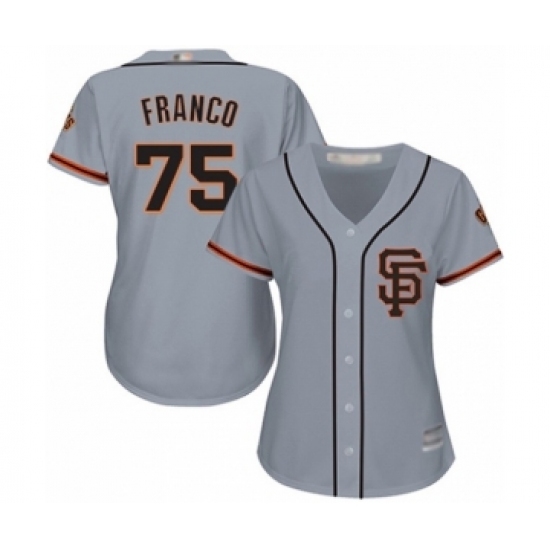 Women's San Francisco Giants #75 Enderson Franco Authentic Grey Road 2 Cool Base Baseball Player Jersey Women's San Francisco Giants #75 Enderson Franco Authentic Grey Road 2 Cool Base Baseball Player Jersey