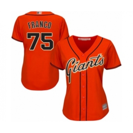 Women's San Francisco Giants #75 Enderson Franco Authentic Orange Alternate Cool Base Baseball Player Jersey Women's San Francisco Giants #75 Enderson Franco Authentic Orange Alternate Cool Base Baseball Player Jersey